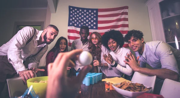 Group Young People Celebrating Making Party Home — Stock Photo, Image