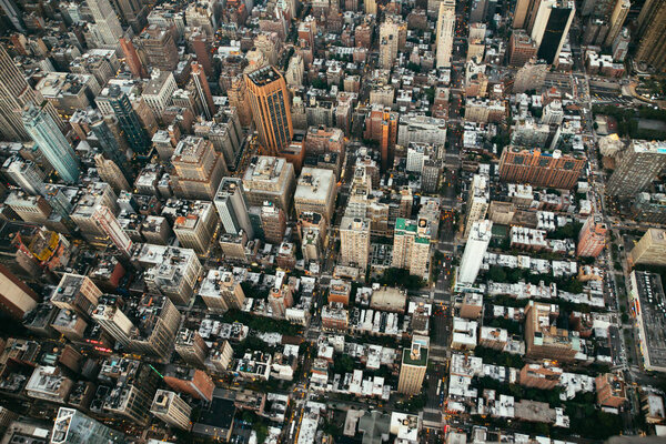 Aerial drone view of new york city
