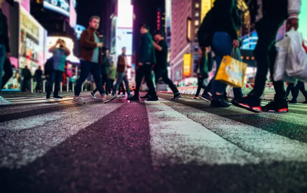 Tijd Plein Bij Nacht Blurried Concept Foto New York — Stockfoto