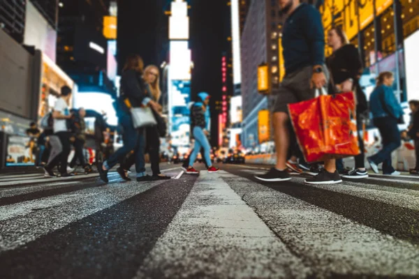 Time Square Nocy Blurried Koncepcja Zdjęcie Nowym Jorku — Zdjęcie stockowe