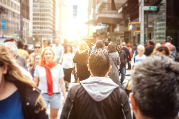 Massa Van Mensen Lopen Nieuwe Rork Stad Concept Stadsleven — Stockfoto