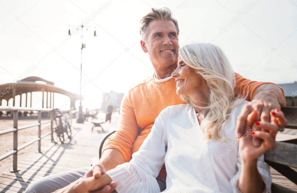 Happy senior couple spending time at the beach. Concepts about love,seniority and people