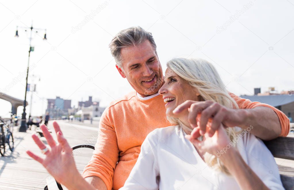 Happy senior couple spending time at the beach. Concepts about love,seniority and people