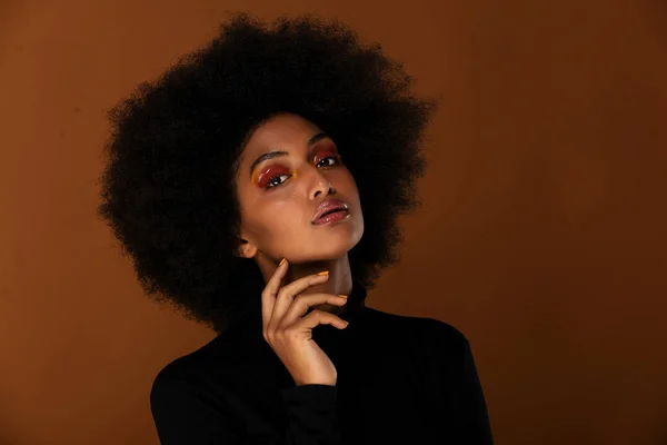 Портрет Красивой Афро Американской Женщины Студии Сеанса Красоты Красивая Девушка — стоковое фото