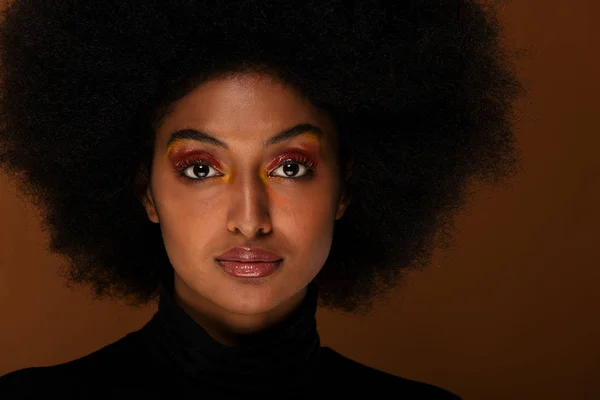 Portret Van Vrij Afro Amerikaanse Vrouw Een Studio Voor Een — Stockfoto