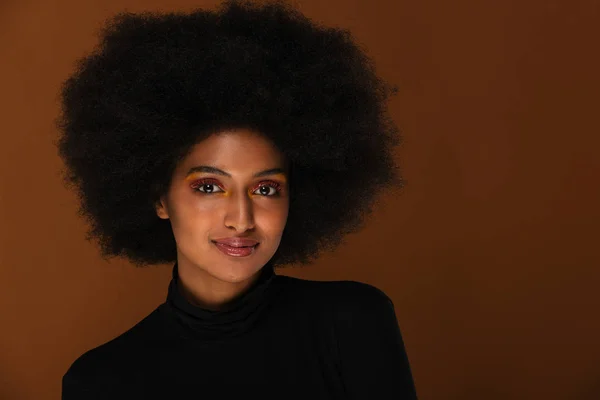Portret Van Vrij Afro Amerikaanse Vrouw Een Studio Voor Een — Stockfoto