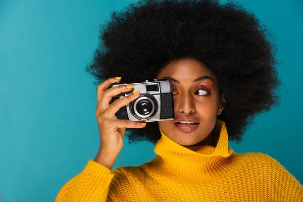 Πορτρέτο Του Αρκετά Αφρο Αμερικανική Γυναίκα Ένα Στούντιο Για Μια — Φωτογραφία Αρχείου