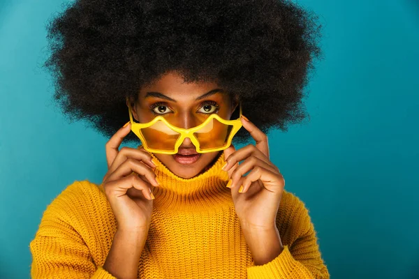 Portrait Pretty Afro American Woman Studio Beauty Session Beautiful Girl — Stock Photo, Image