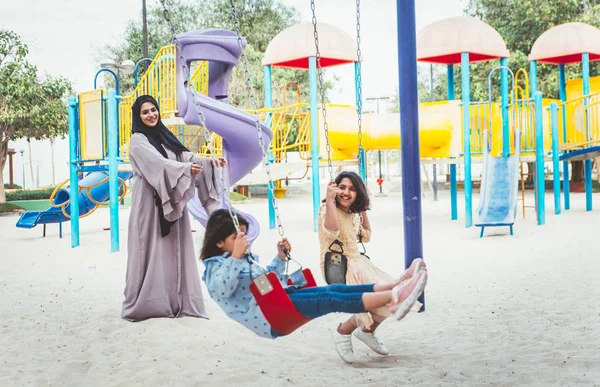 stock image Mom and daughters spending time together at the park, in Dubai