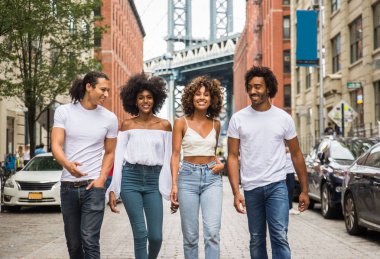 Manhattan, New York - genç yetişkinler açık havada, eğleniyor bağ afroamerican arkadaş yaşam tarzı ve genç yetişkin üretimi ilgili kavramları grubu