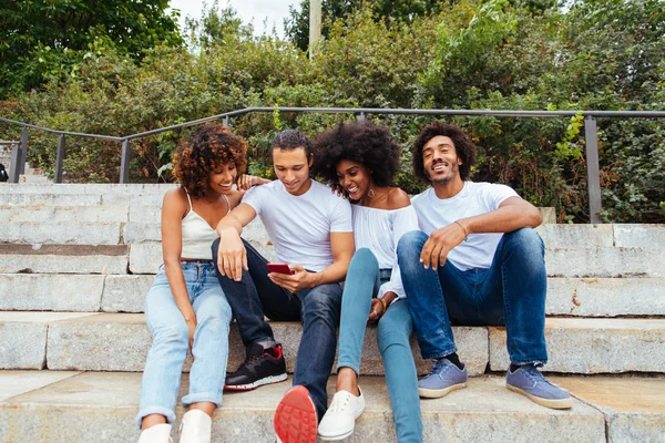 Manhattan New York Genç Yetişkinler Açık Havada Eğleniyor Bağ Afroamerican — Stok fotoğraf