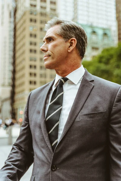 Senior corporate manager with elegant suit outdoors - Businessman in New York