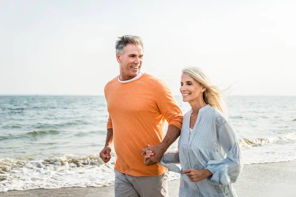 Beautiful Happy Senior Couple Dating Outdoors Youthful Married Couple Having — Stock Photo, Image