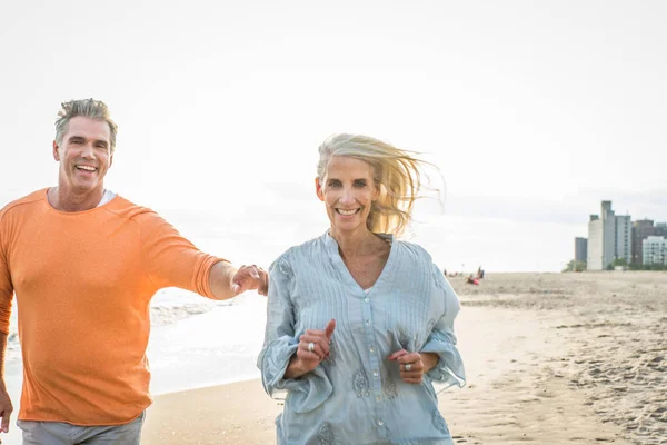 Beautiful Happy Senior Couple Dating Outdoors Youthful Married Couple Having — Stock Photo, Image