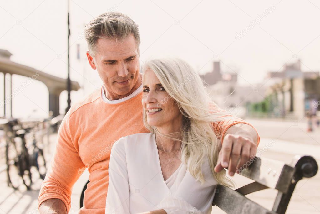 Beautiful happy senior couple dating outdoors - Youthful married couple having fun and enjoying life together