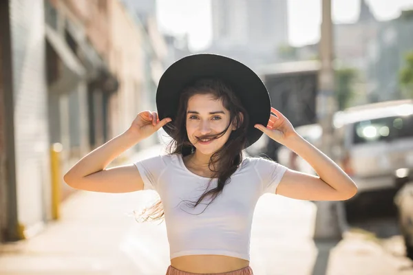 Mulher bonita em Nova York — Fotografia de Stock