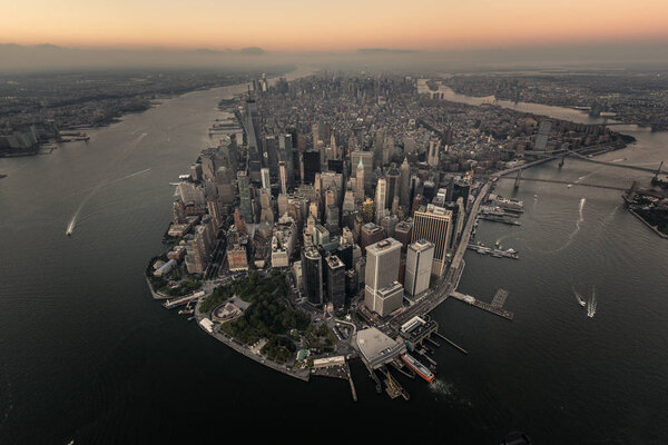 View of NY landmarks from helicopter tour