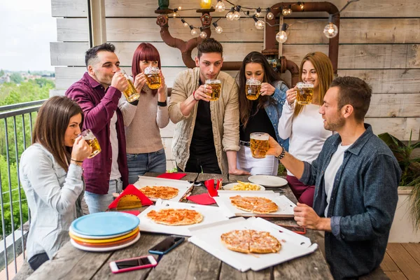 Group Happy Friends Bonding Home Young Adults Having Lunch Spending — Stock Photo, Image