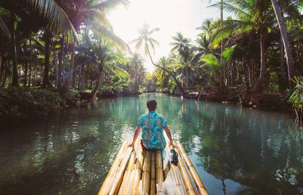 Palm tree jungle in the philippines. concept about wanderlust tr — Stock Photo, Image