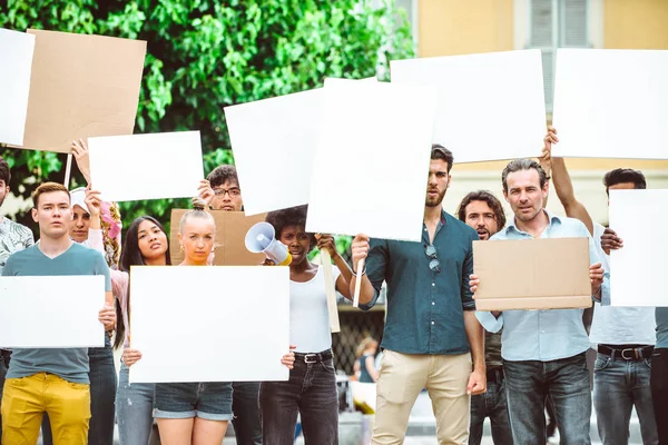 Public demonstration on the street against social problems and h — Stock Photo, Image