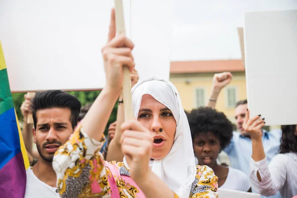 Manifestation publique dans la rue contre les problèmes sociaux et h — Photo