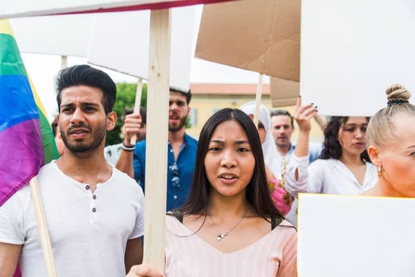 Manifestation publique dans la rue contre les problèmes sociaux et h — Photo