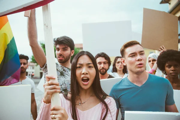 Public demonstration on the street against social problems and h — Stock Photo, Image