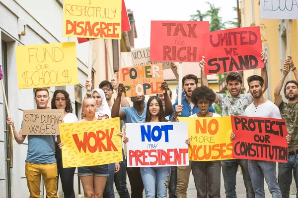 Activists demonstrating against social issues