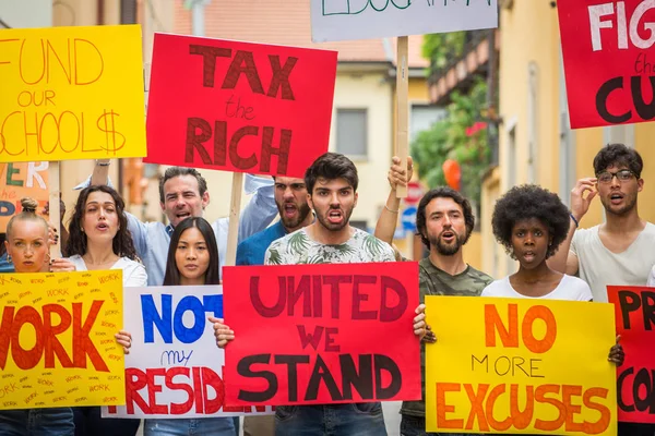 Activists demonstrating against social issues