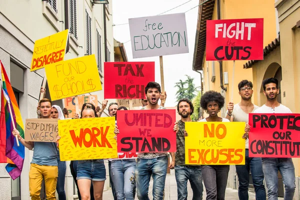 Activists demonstrating against social issues