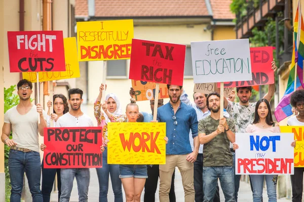 Activists demonstrating against social issues