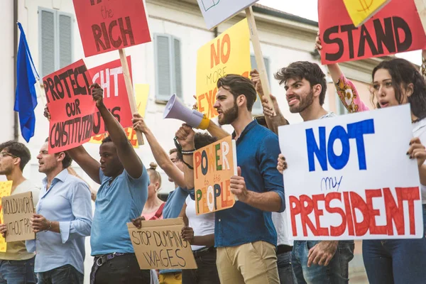 Activists demonstrating against social issues