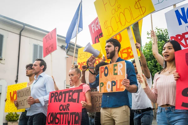 Activists demonstrating against social issues