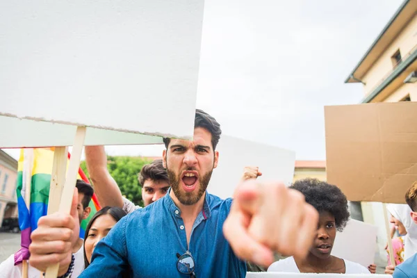 Activists demonstrating against social issues