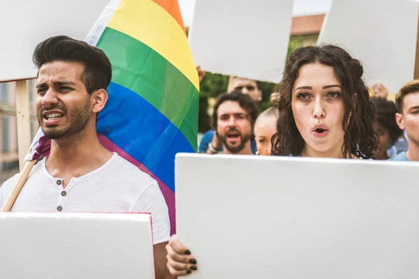 Activists demonstrating against social issues