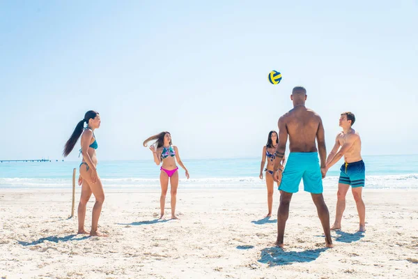 Vänner att ha kul på stranden — Stockfoto