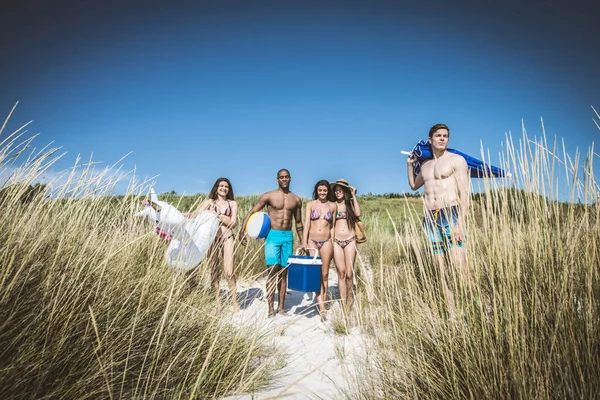 Amigos se divertindo na praia — Fotografia de Stock