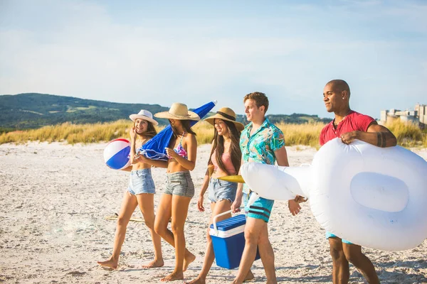 Amigos se divertindo na praia — Fotografia de Stock