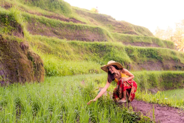 巴厘岛特加拉朗水稻梯田的妇女 — 图库照片