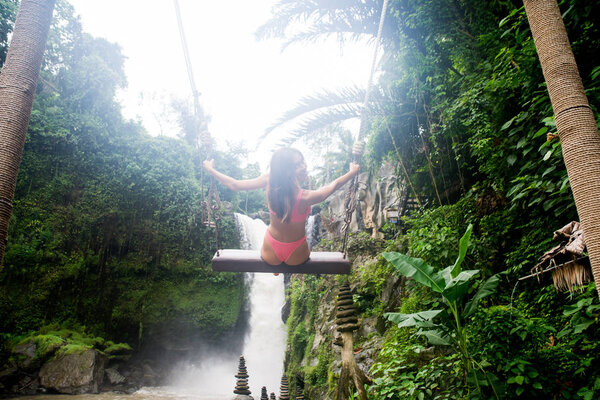 Pretty girl at Tegenungan Waterfall, Bali