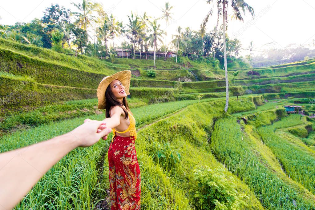 Woman at Tegalalang rice terrace in Bali