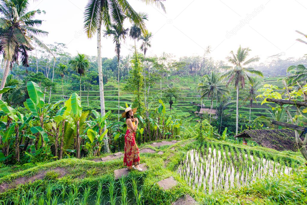 Woman at Tegalalang rice terrace in Bali