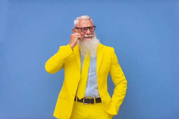 Senior Man Met Hipster Baard Stijl — Stockfoto