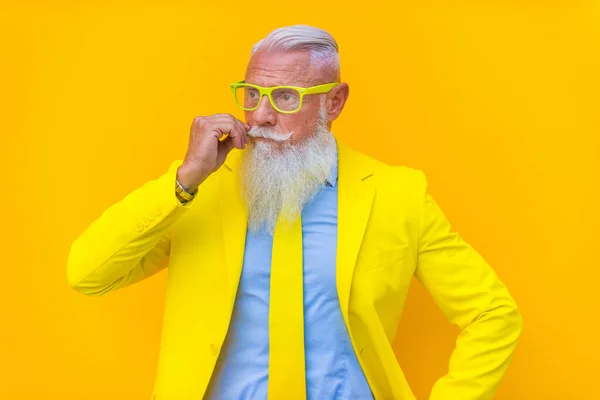 Senior Man Met Hipster Baard Stijl — Stockfoto