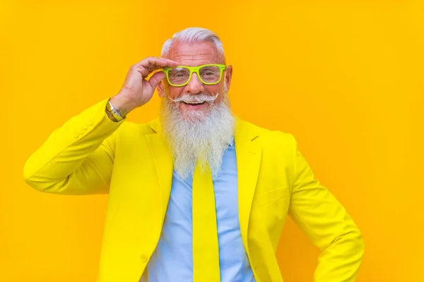 Idősebb Férfi Hipszter Szakállal — Stock Fotó