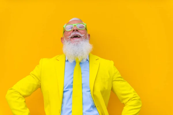 Senior Man Met Hipster Baard Stijl — Stockfoto