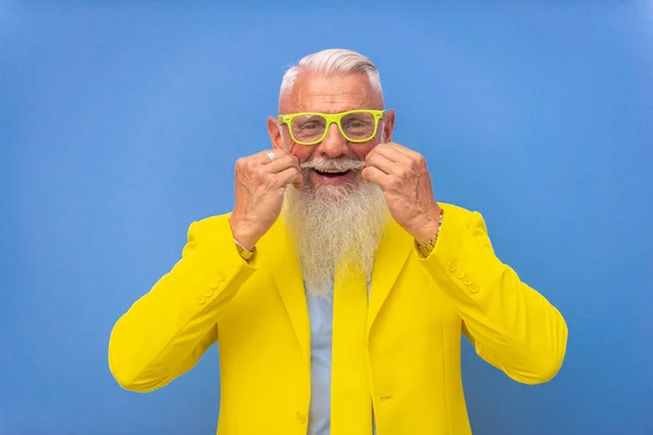 Senior Man Met Hipster Baard Stijl — Stockfoto