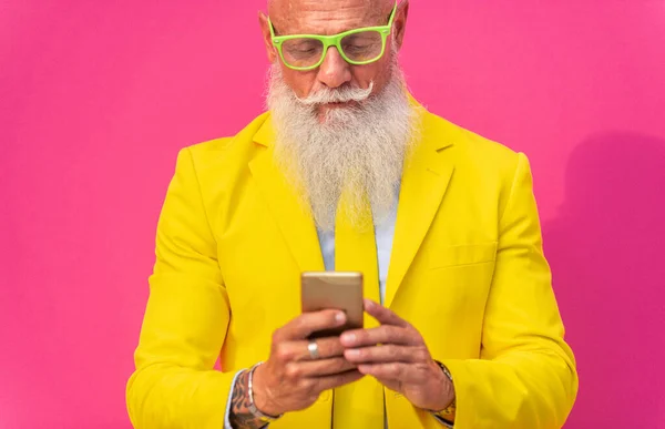 Uomo Anziano Con Stile Barba Hipster — Foto Stock