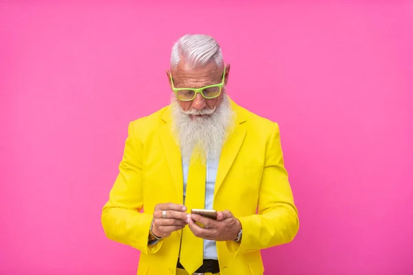 Uomo Anziano Con Stile Barba Hipster — Foto Stock