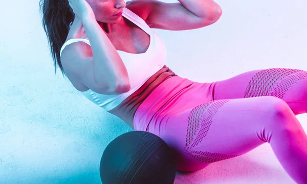 Woman Training Exercizes Ball Gym — Stock Photo, Image